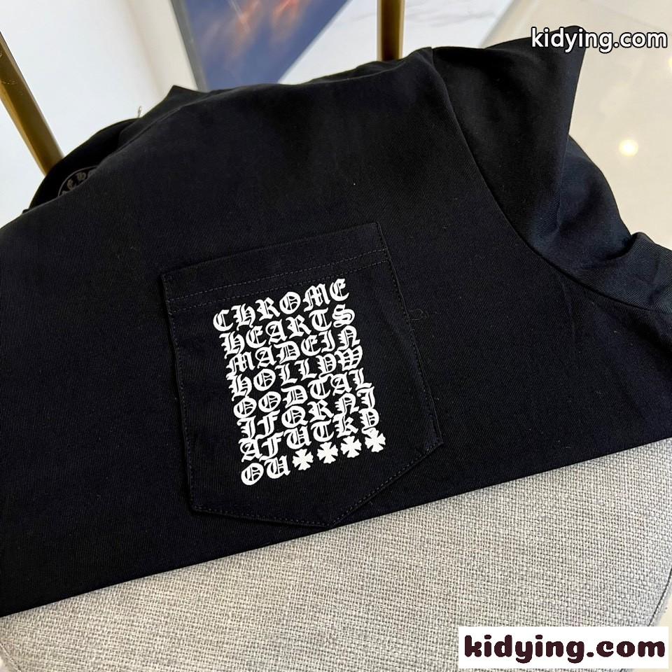 カジュアル プリント コットン 長袖Tシャツ クロムハーツ Tシャツ コピー ブラック-2