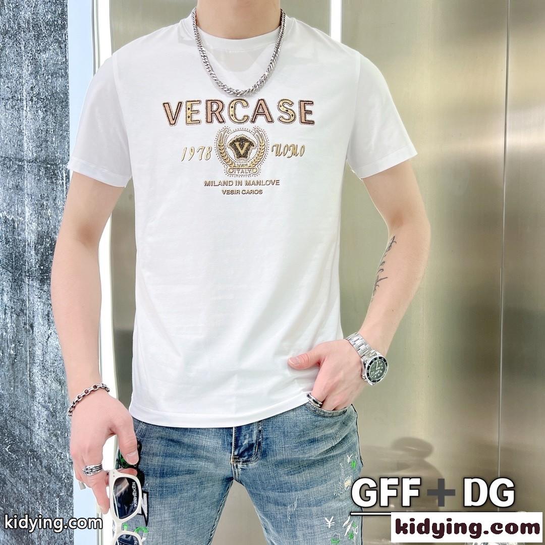 カジュアル ストリート おしゃれ ヴェルサーチェ 半袖Tシャツ コピー クルーネック ロゴ 快適 メンズ トップス-1