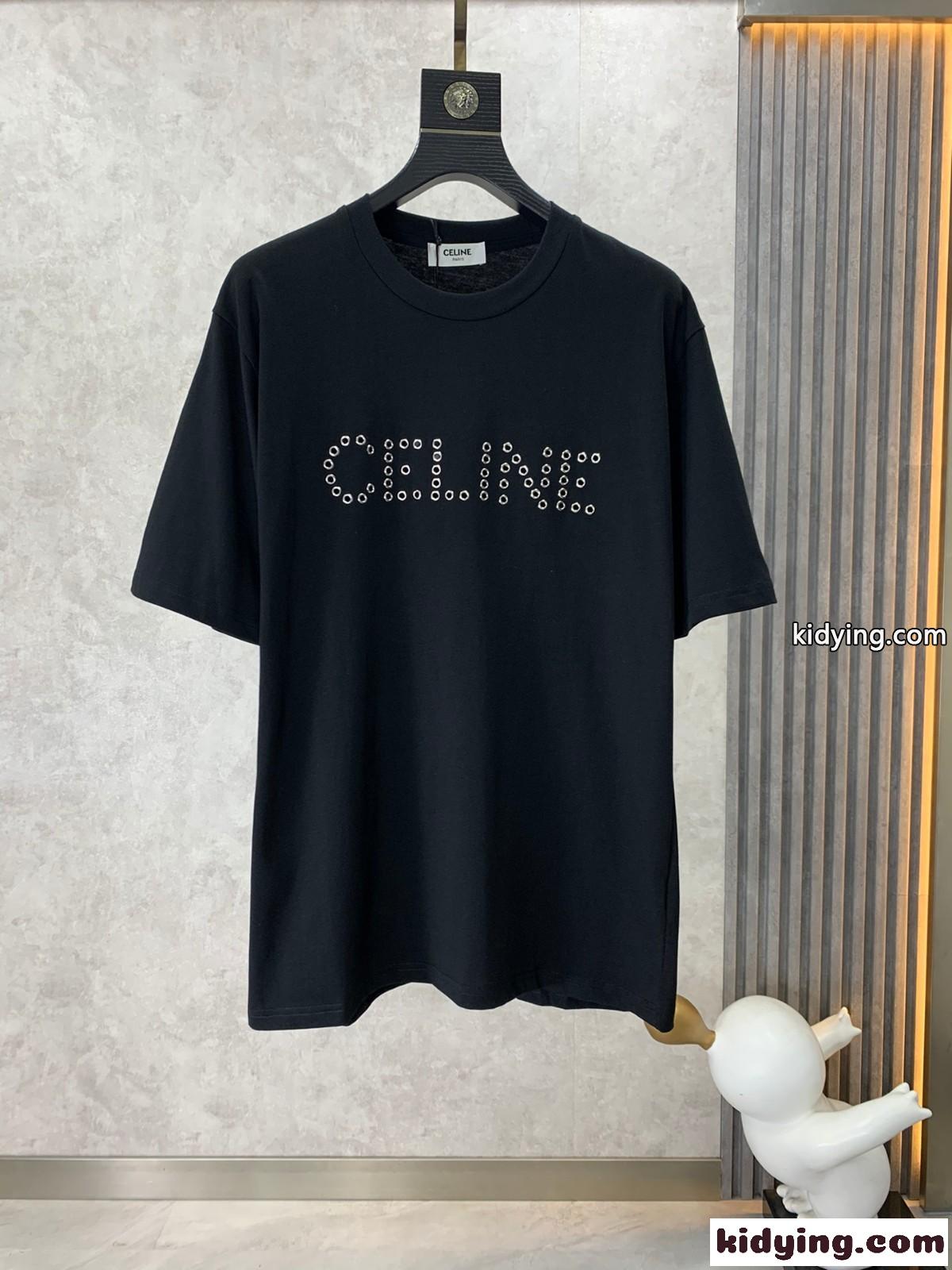 カジュアル ロゴ クルーネックコットン 半袖Tシャツ セリーヌ Tシャツ コピー メンズ-0