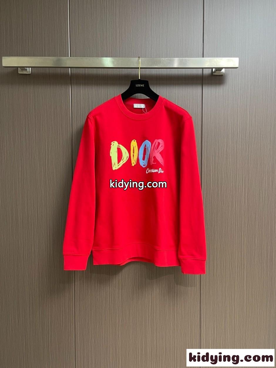 定番 ロゴ コットン スウェットシャツ クリスチャン・ディオール Tシャツ コピー レッド-0