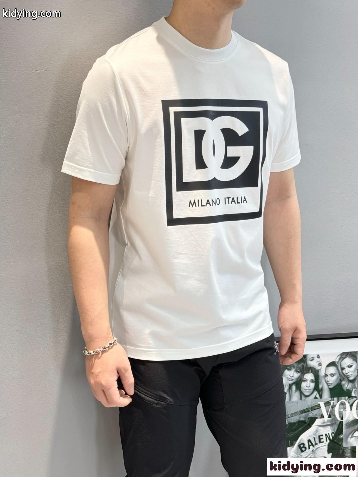 定番 カジュアル ドルチェ&ガッバーナ Tシャツ コピー プリント クルーネック 半袖Tシャツ ホワイト-1