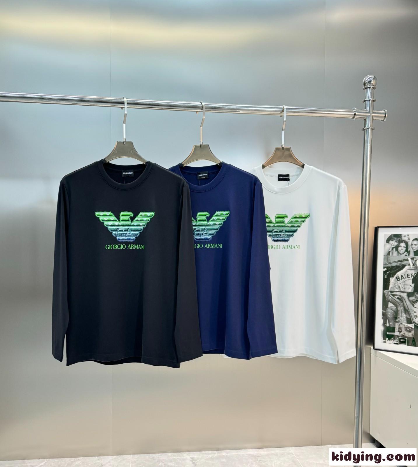 カジュアル 定番 ロゴ 長袖Tシャツ アルマーニ Tシャツ コピー メンズ-0