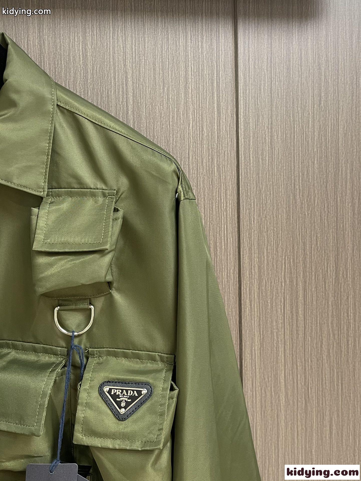 24SS カジュアル 長袖 Re-Nylon シャツ プラダ シャツ コピー グリーン-2