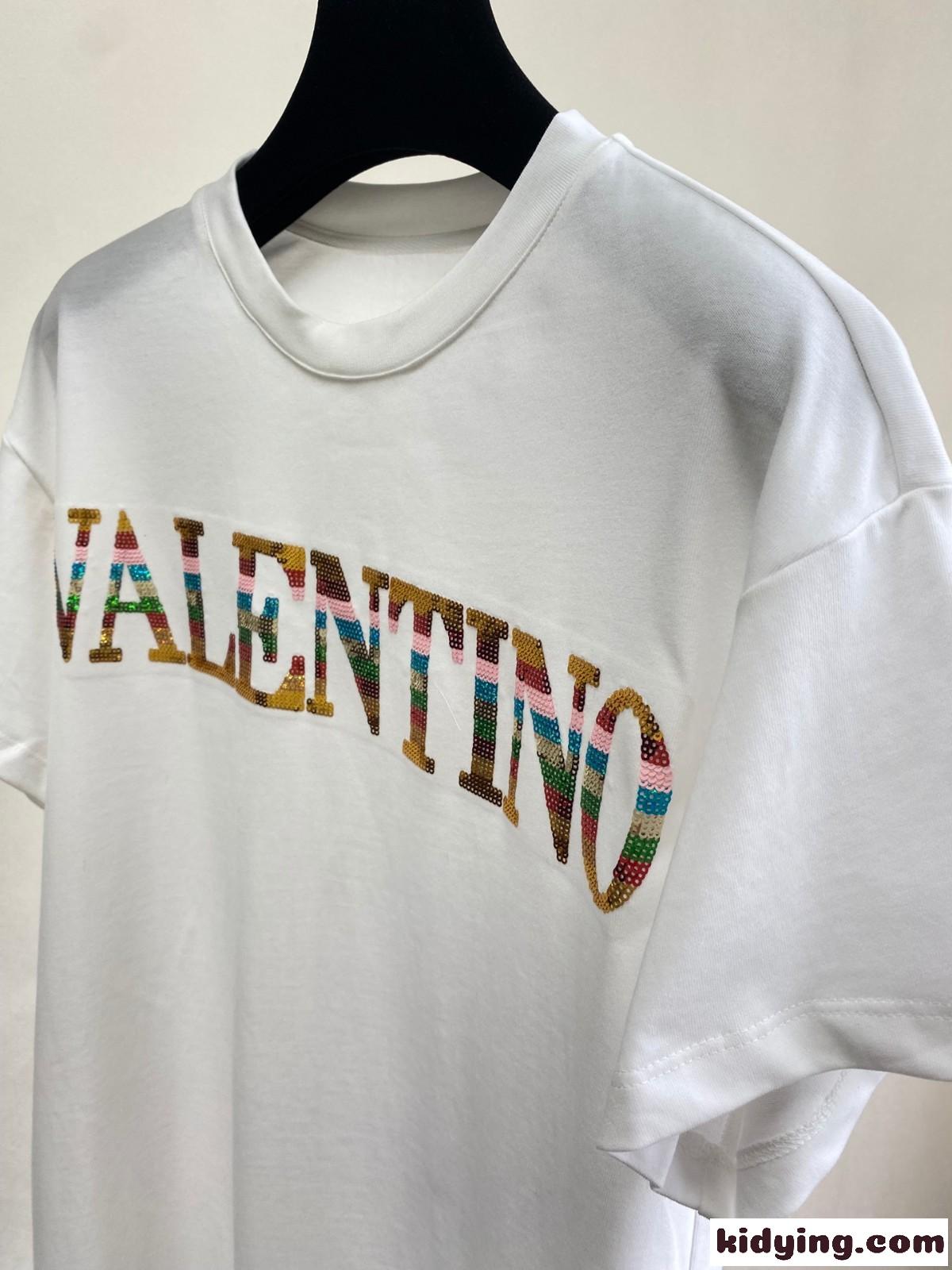 エンブロイダリー コットン 半袖Tシャツ ヴァレンティノ Tシャツ コピー 春夏 クルーネック-2