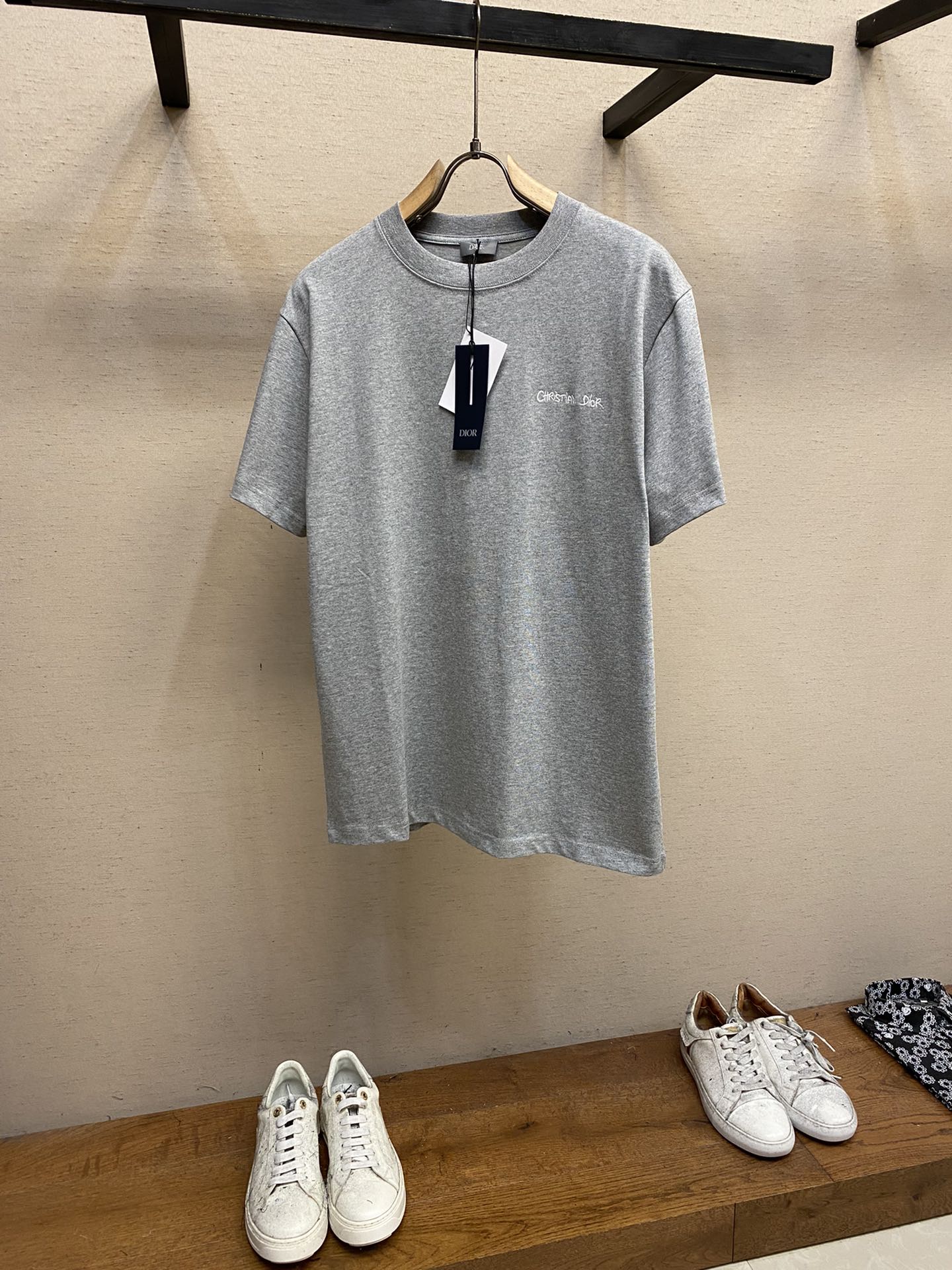 Christian Dior Tag 半袖Tシャツ クリスチャン・ディオール Tシャツ コピー グレー-1