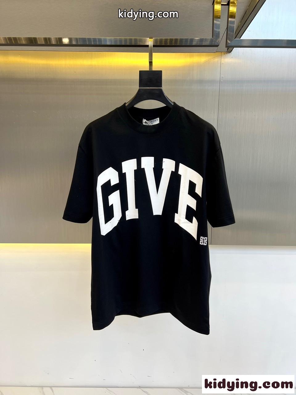 カジュアル ゆったり ロゴ コットン 半袖Tシャツ ジバンシィ Tシャツ 偽物 ブラック-0
