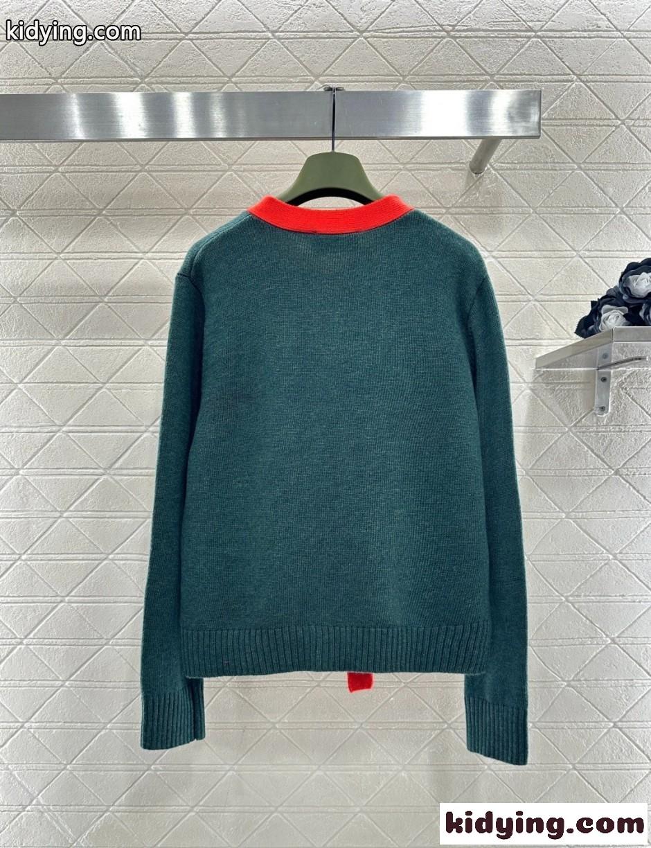 ウェブ ストライプ付き ウール カーディガン グッチ ニット 偽物 グリーン-2