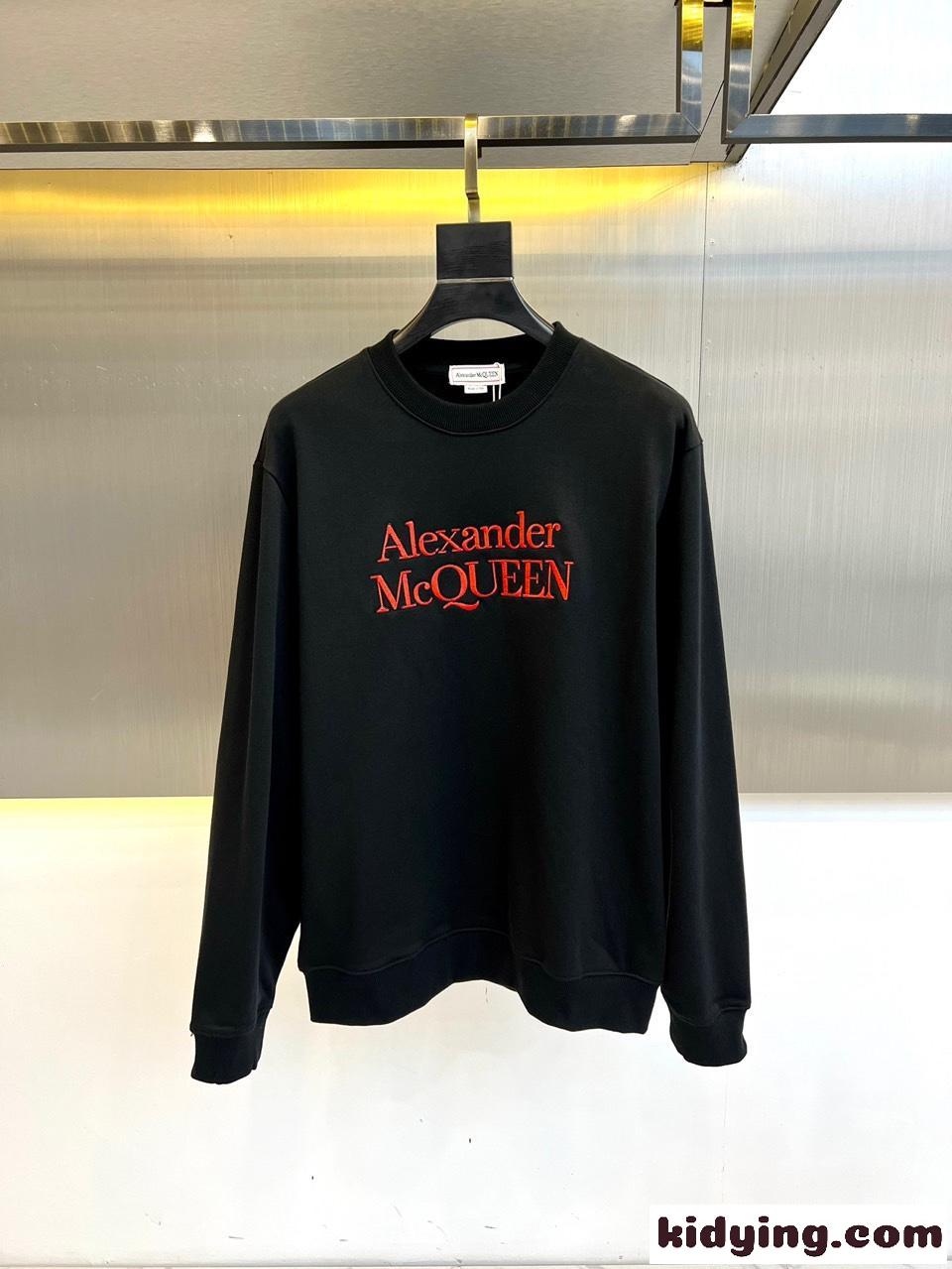 定番 カジュアル ロゴ入り スウェットシャツ アレキサンダー・マックイーン Tシャツ コピー ブラック-0