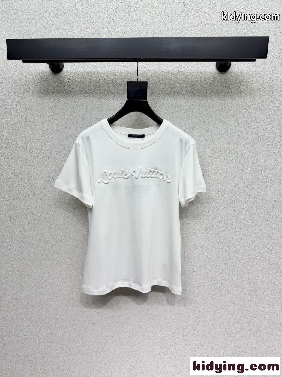 シグネチャー エンブロイダリー Tシャツ ルイ・ヴィトン 半袖Tシャツ コピー ホワイト-2