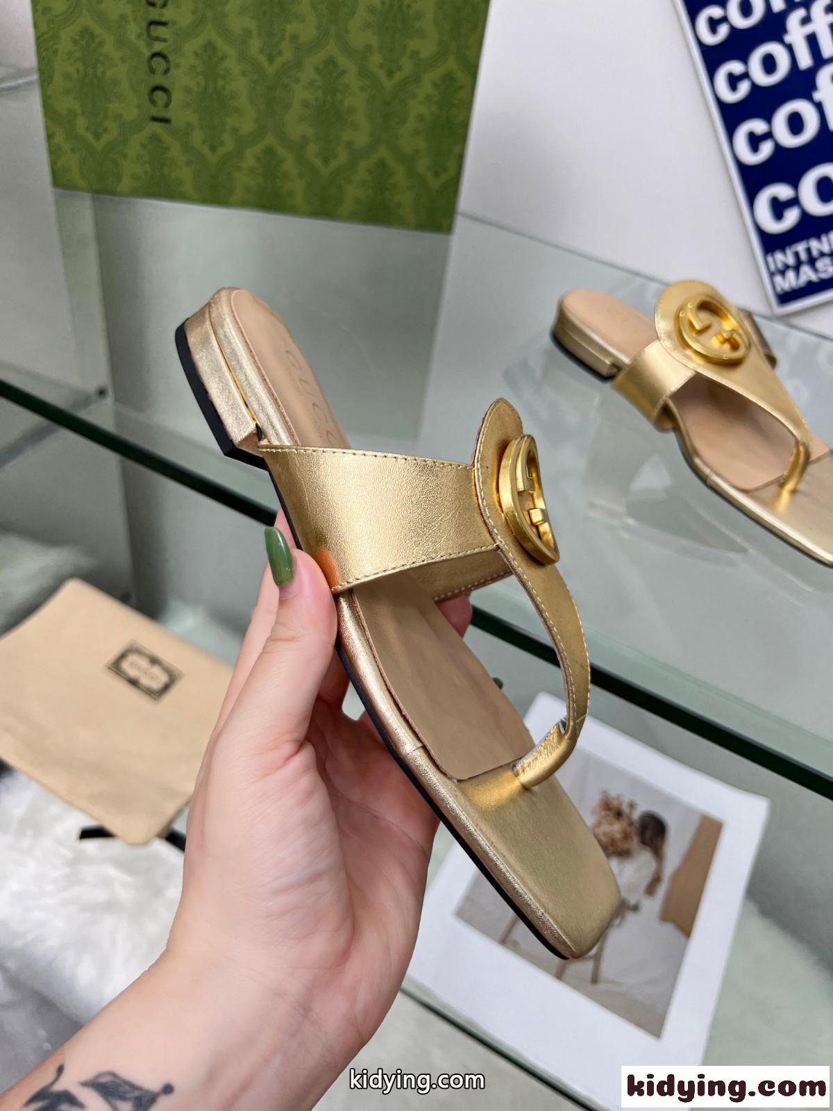 GUCCI グッチ ブロンディ トングサンダル スーパーコピー レディース ゴールド-3