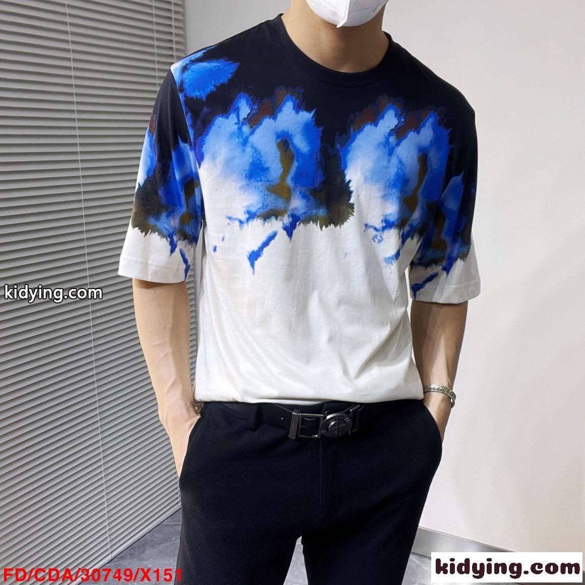 マルチカラージャージー Tシャツ フェンディ Tシャツ コピー 半袖 トップス-1