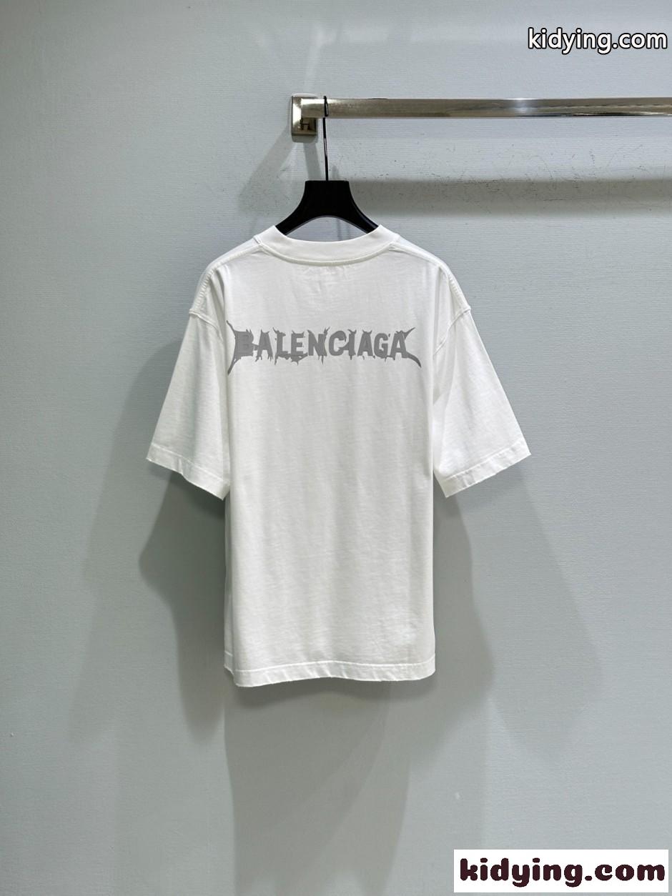 バレンシアガ Tシャツ コピー シンプル コットン 半袖Tシャツ ホワイト-3