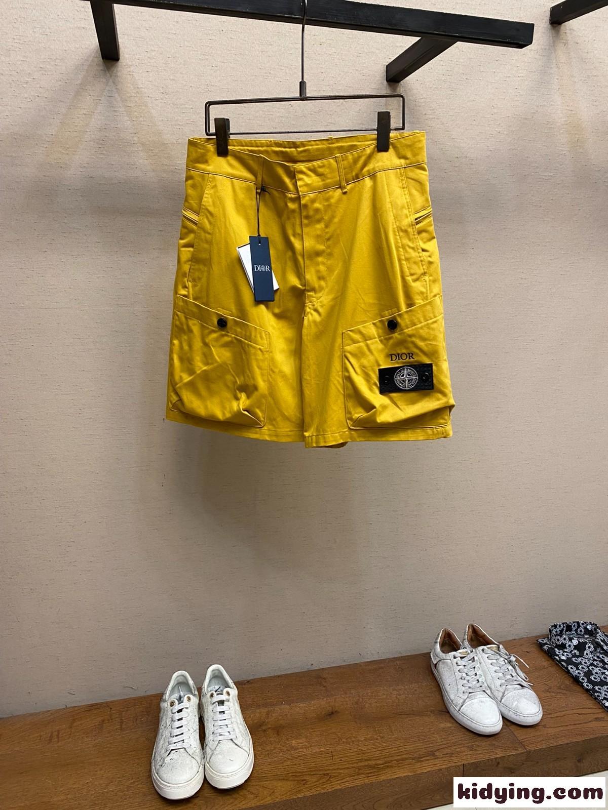 クリスチャン・ディオール パンツ コピー DIOR AND STONE ISLAND バミューダショートパンツ イエロー-1