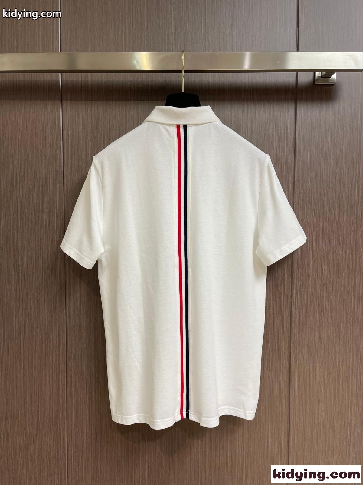 シンプル カジュアル トムブラウン Tシャツ コピー 半袖 ポロシャツ ホワイト-1