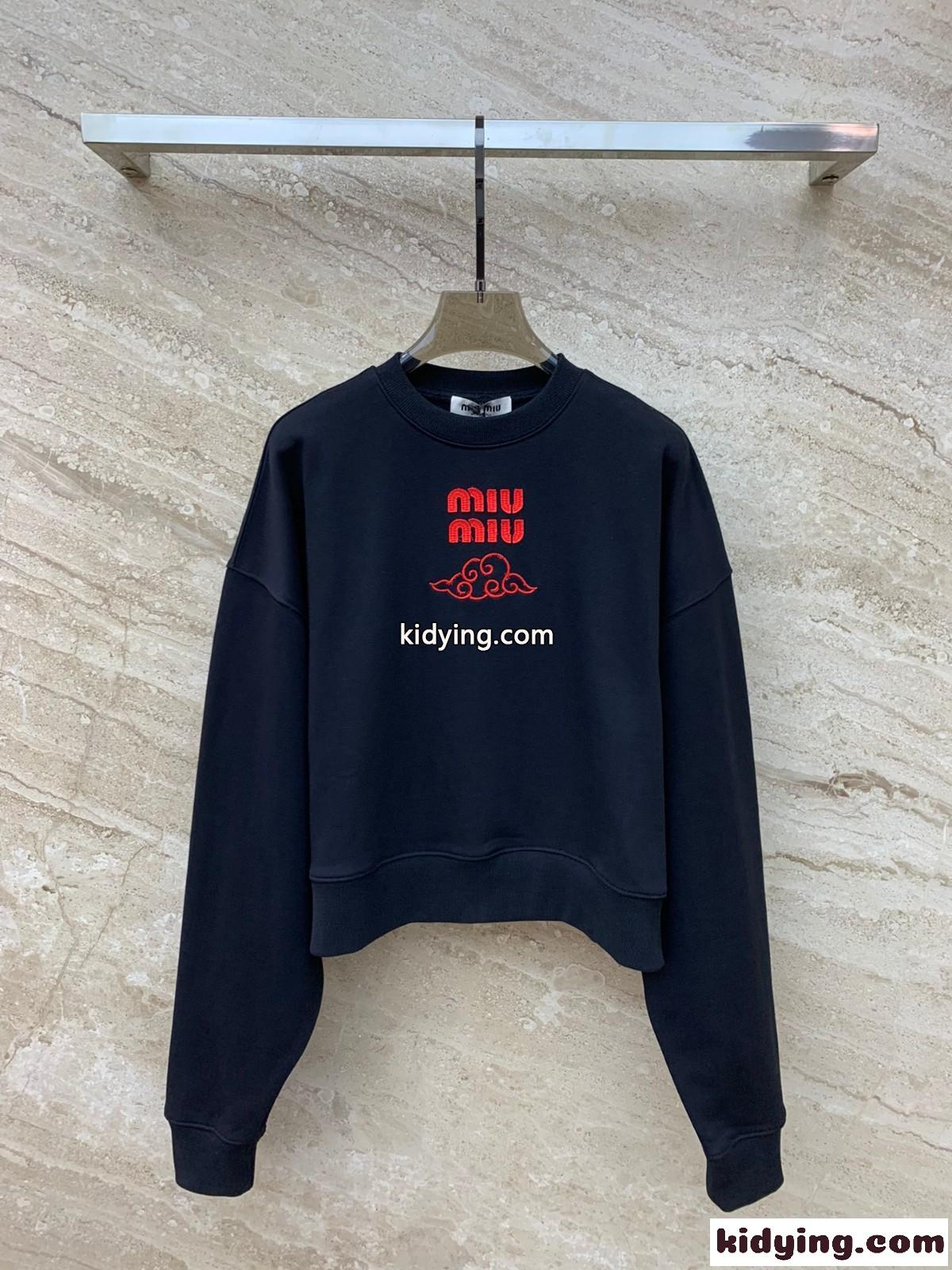 カジュアル ロゴ入り クロップド スウェットシャツ ミュウミュウ Tシャツ コピー-3