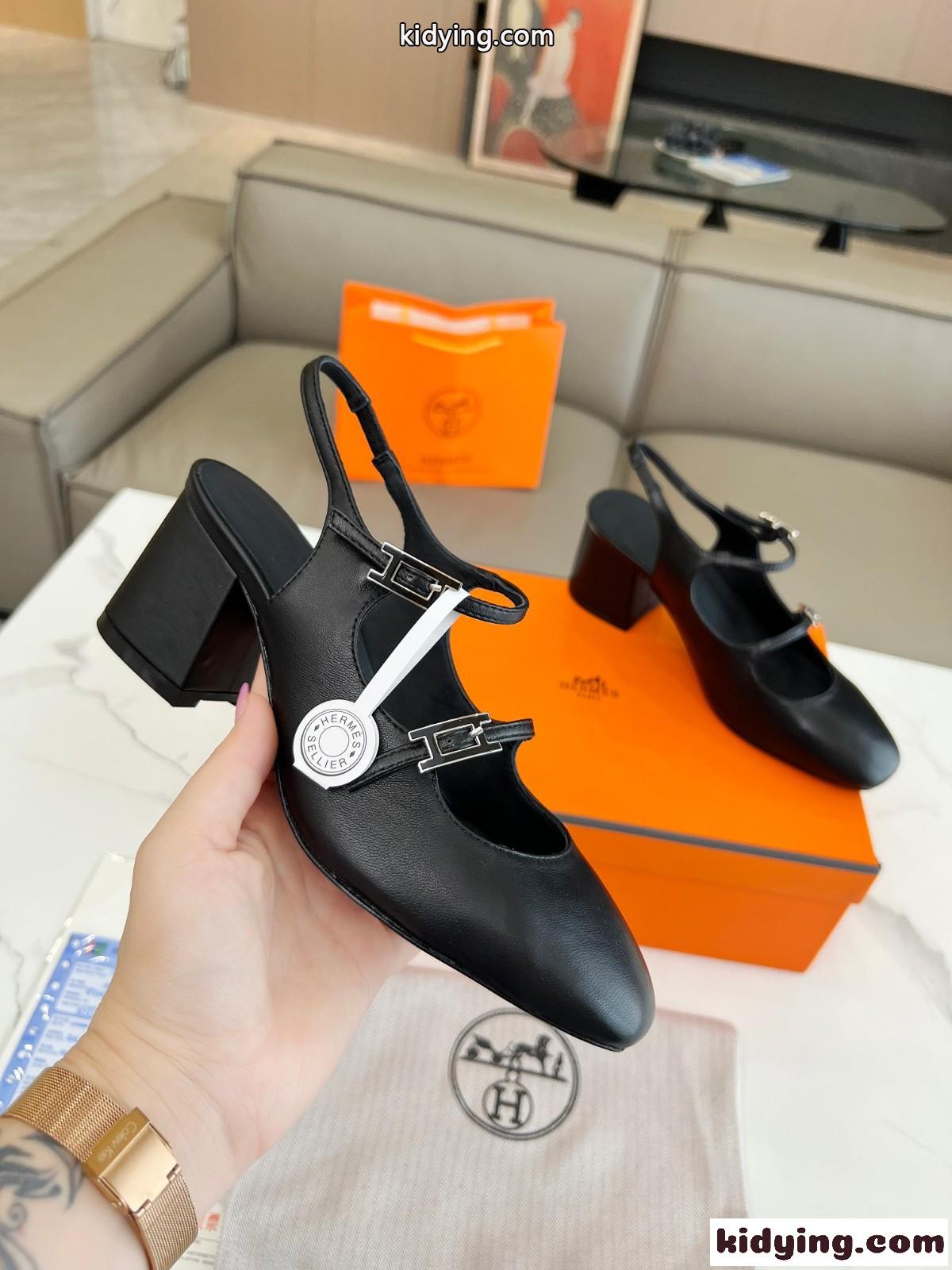 上品 お洒落 ジャッキー50パンプス エルメス パンプス コピー ブラック-0