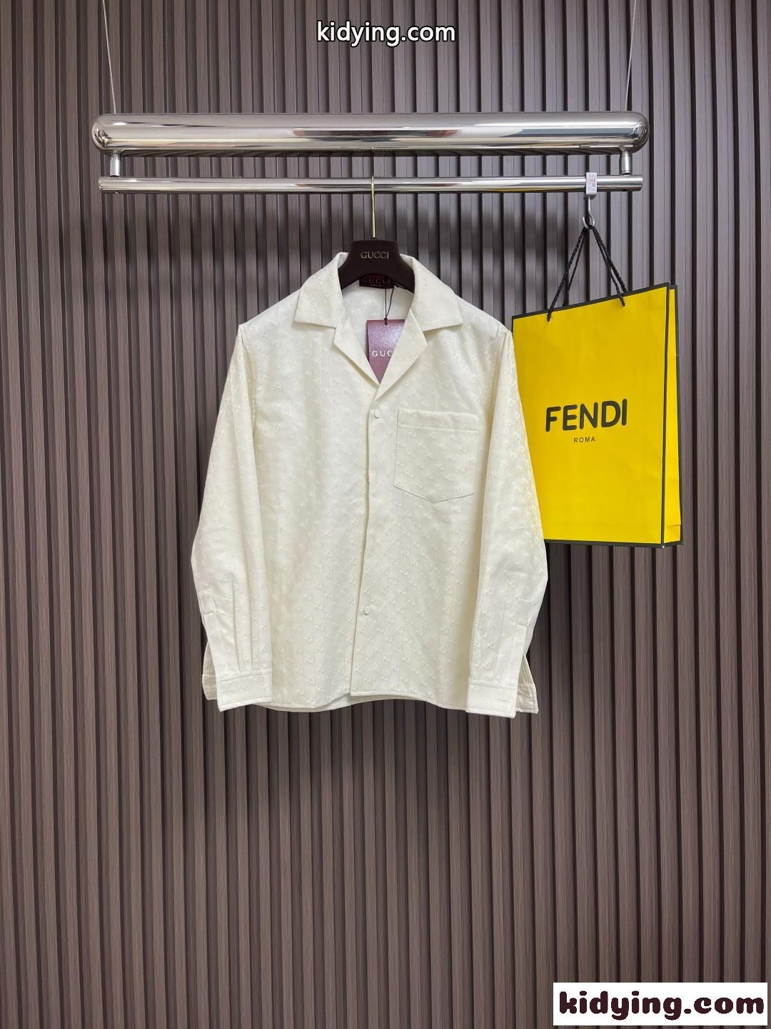 GGキャンバス オープンカラー ロングスリーブシャツ グッチ シャツ コピー ベージュ-1
