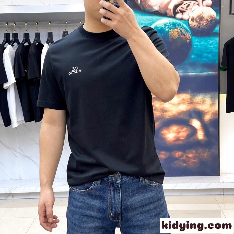 洗練された ロゴプリント コットン 半袖Tシャツ ヴァレンティノ Tシャツ コピー メンズ-1