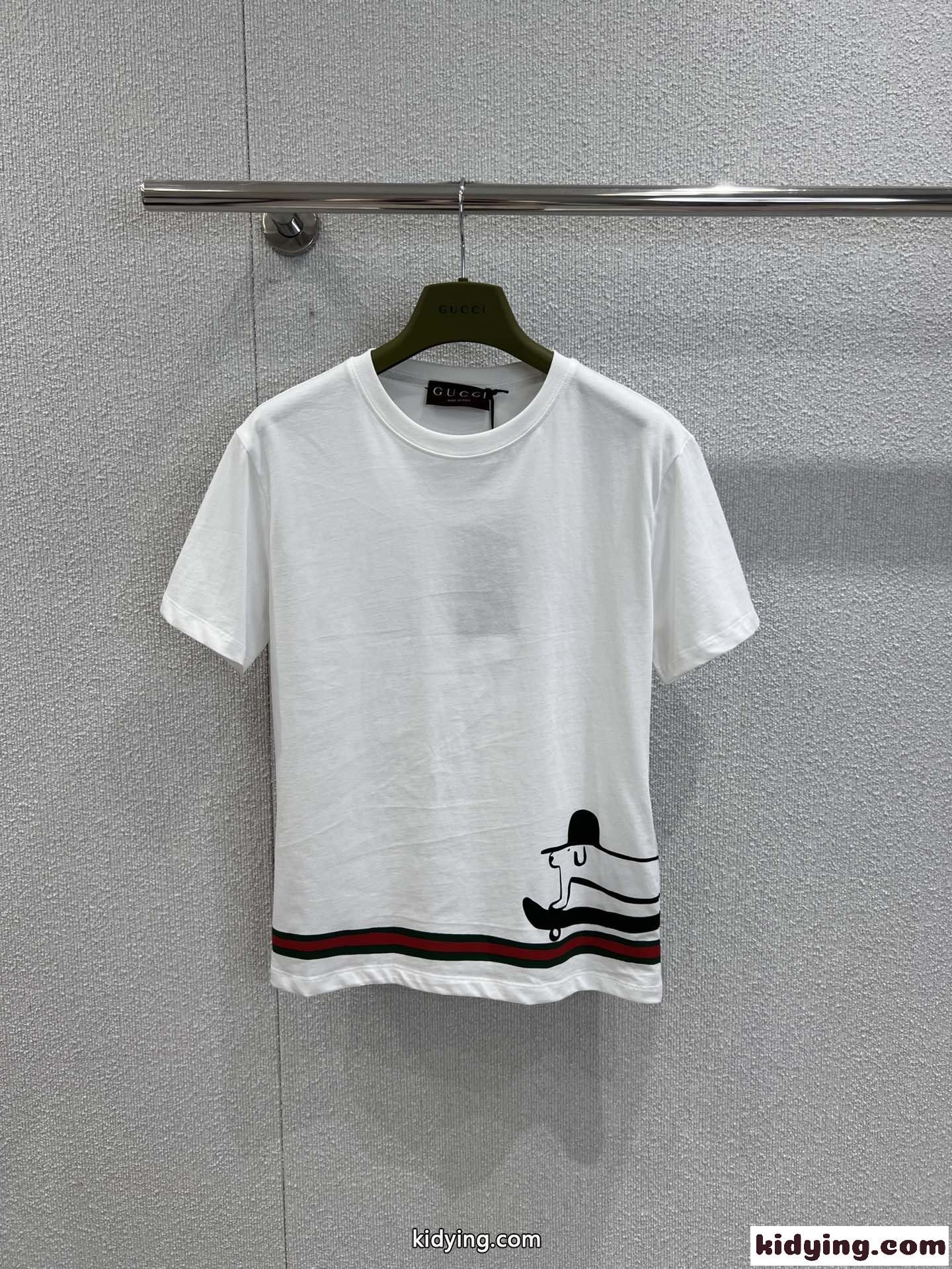 カジュアル プリント グッチ Tシャツ コピー クルーネック トップス ホワイト-1