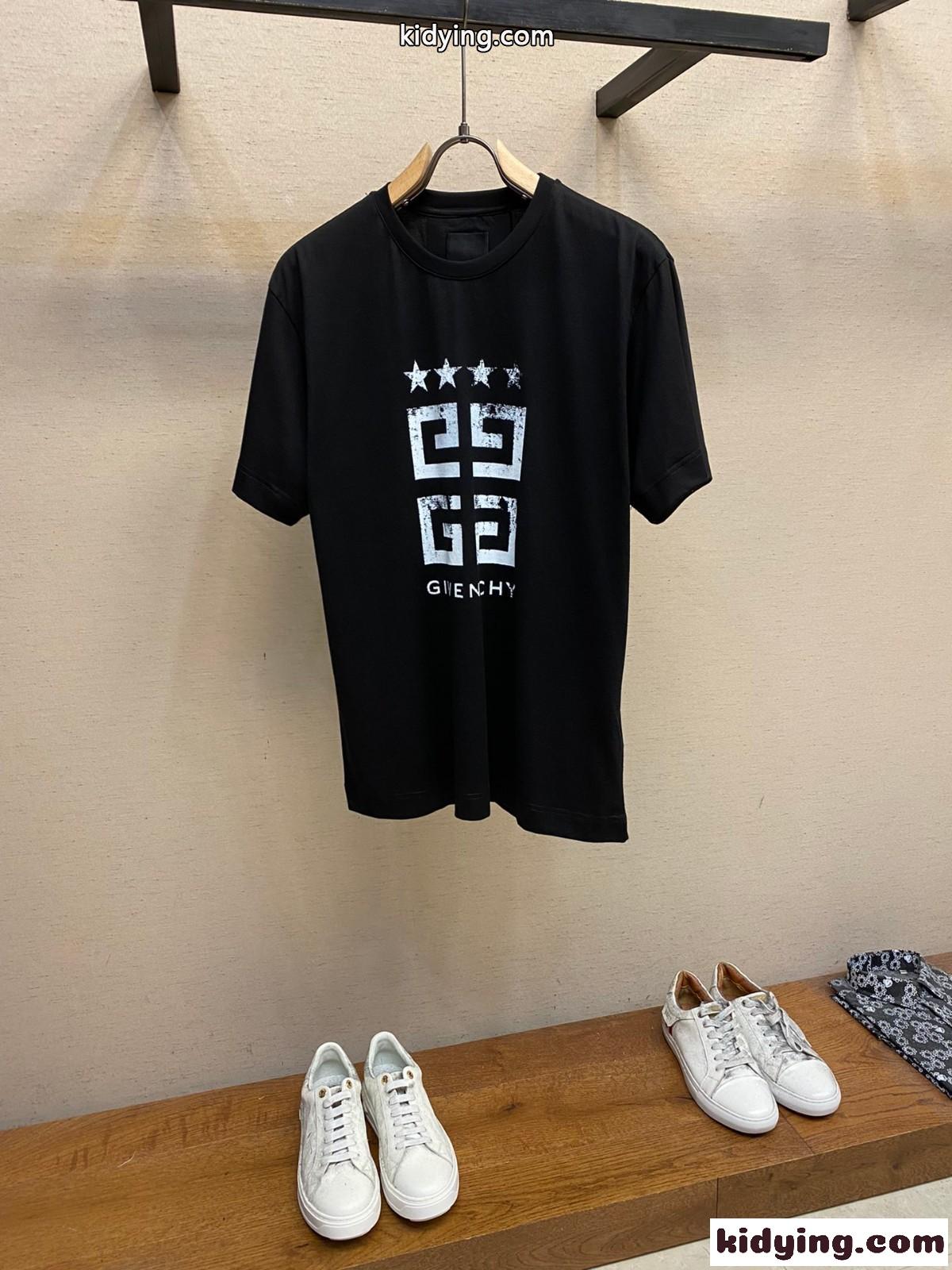 カジュアル 4Gスター コットン 半袖Tシャツ ジバンシィ Tシャツ コピー ブラック-2