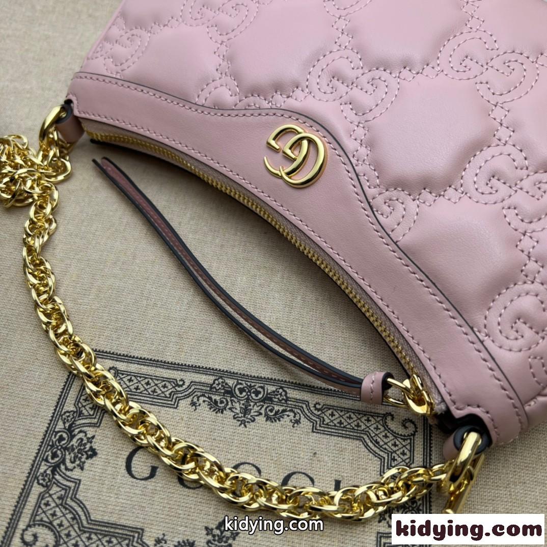 GGマトラッセ レザー ハンドバッグ グッチ バッグ コピー チェーンバッグ ピンク-4