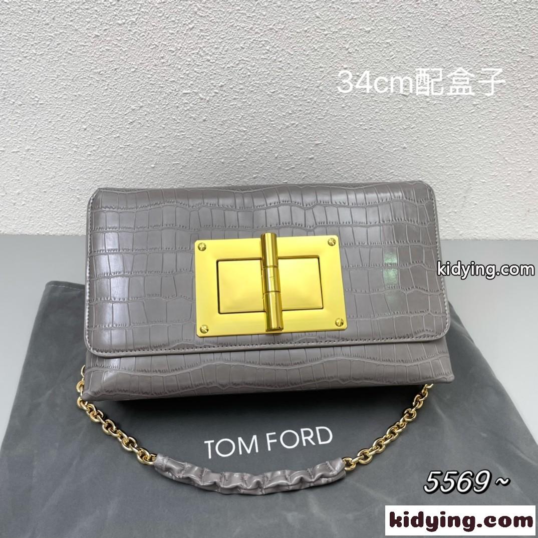 クロコダイル型押し ショルダーバッグ 人気 高級感 トムフォード バッグ コピー レディース チェーン-0