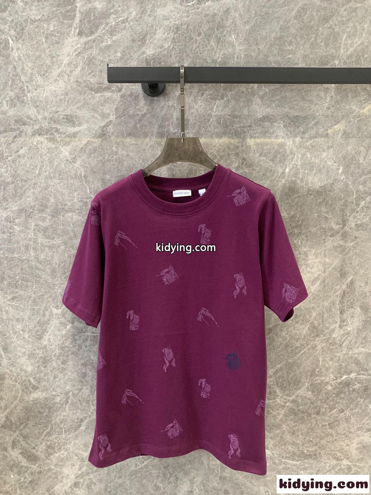 EKD コットンTシャツ バーバリー Tシャツ コピー 半袖 トップス パープル-0