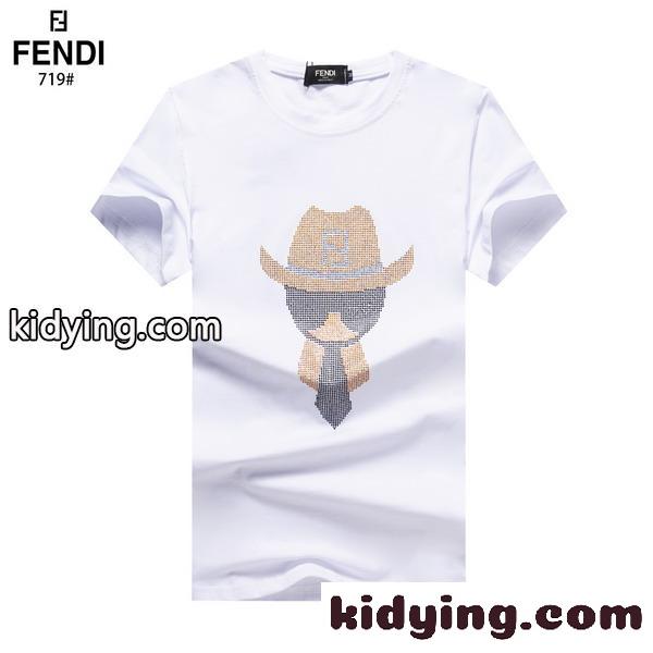 おしゃれ ロゴ 春夏 クルーネック フェンディ Tシャツ コピー カジュアル 着心地いい 半袖 トップス-2