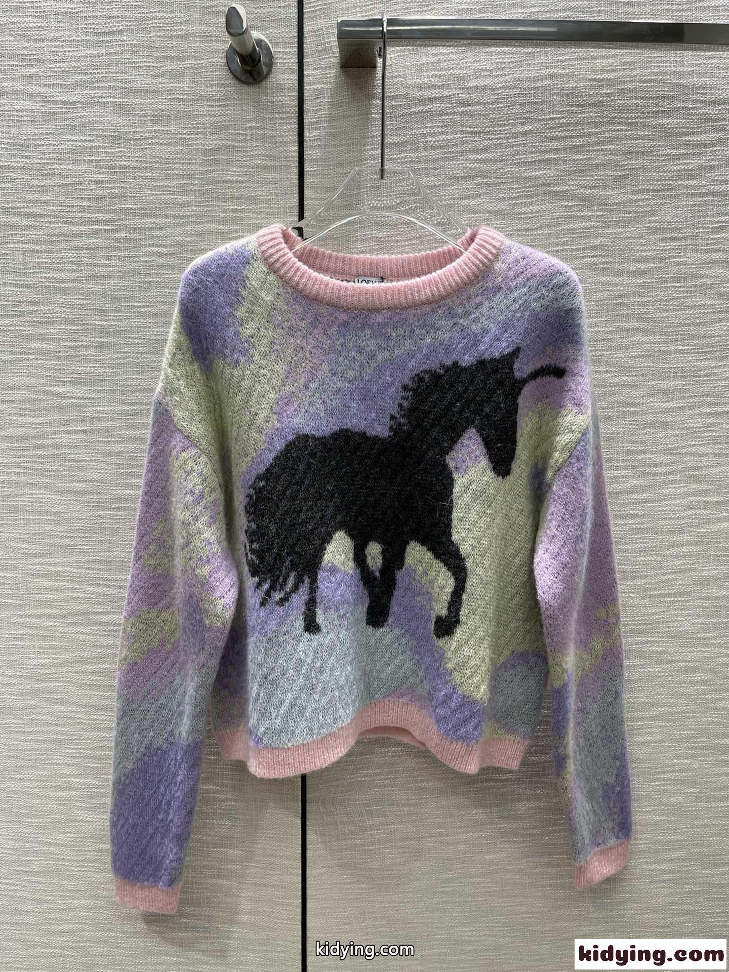 可愛い&新作 おしゃれ ユニコーン クルーネック ロエベ セーター コピー ふわふわ モヘア-1