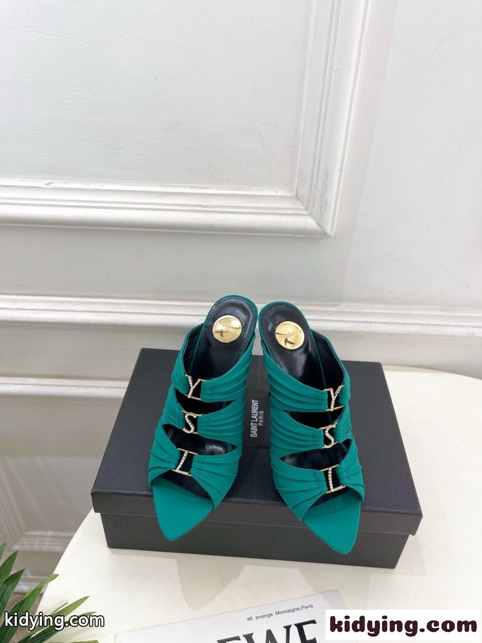 注目される YSL エミリー ミュール イヴ・サンローラン サンダル コピー グリーン-1