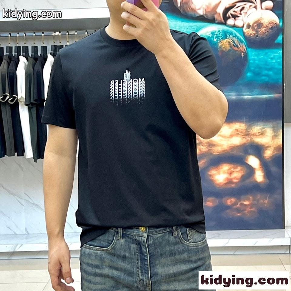 定番 カジュアル 半袖Tシャツ モンクレール Tシャツ コピー クルーネック ブラック-1