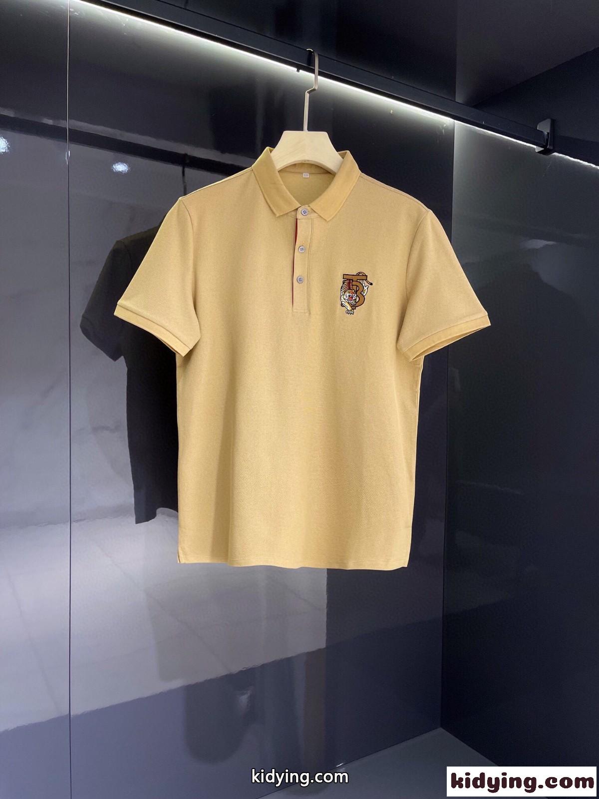 TB タイガー ロゴ ポロシャツ バーバリー 半袖Tシャツ コピー シルケット コットン 快適 トップス-2