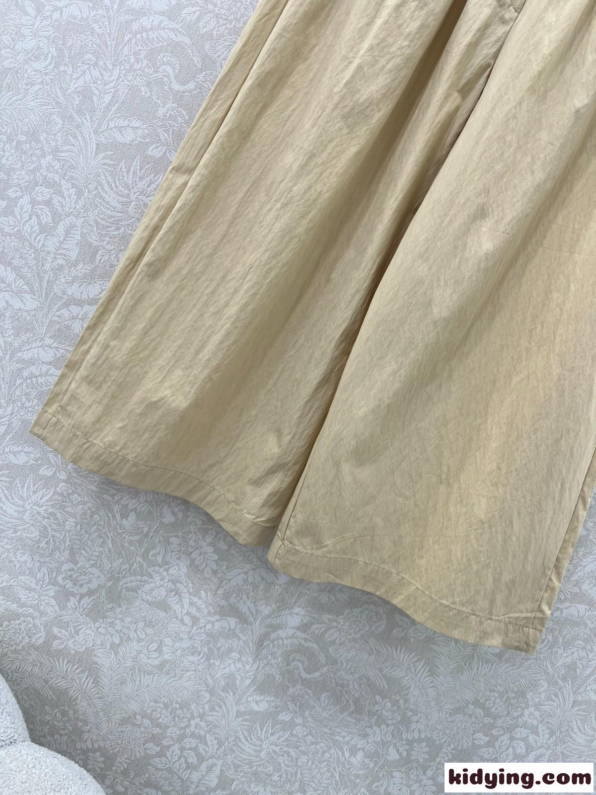 ロエベ パンツ コピー レディース ゆったり クロップド トラウザーズ カーキ-2