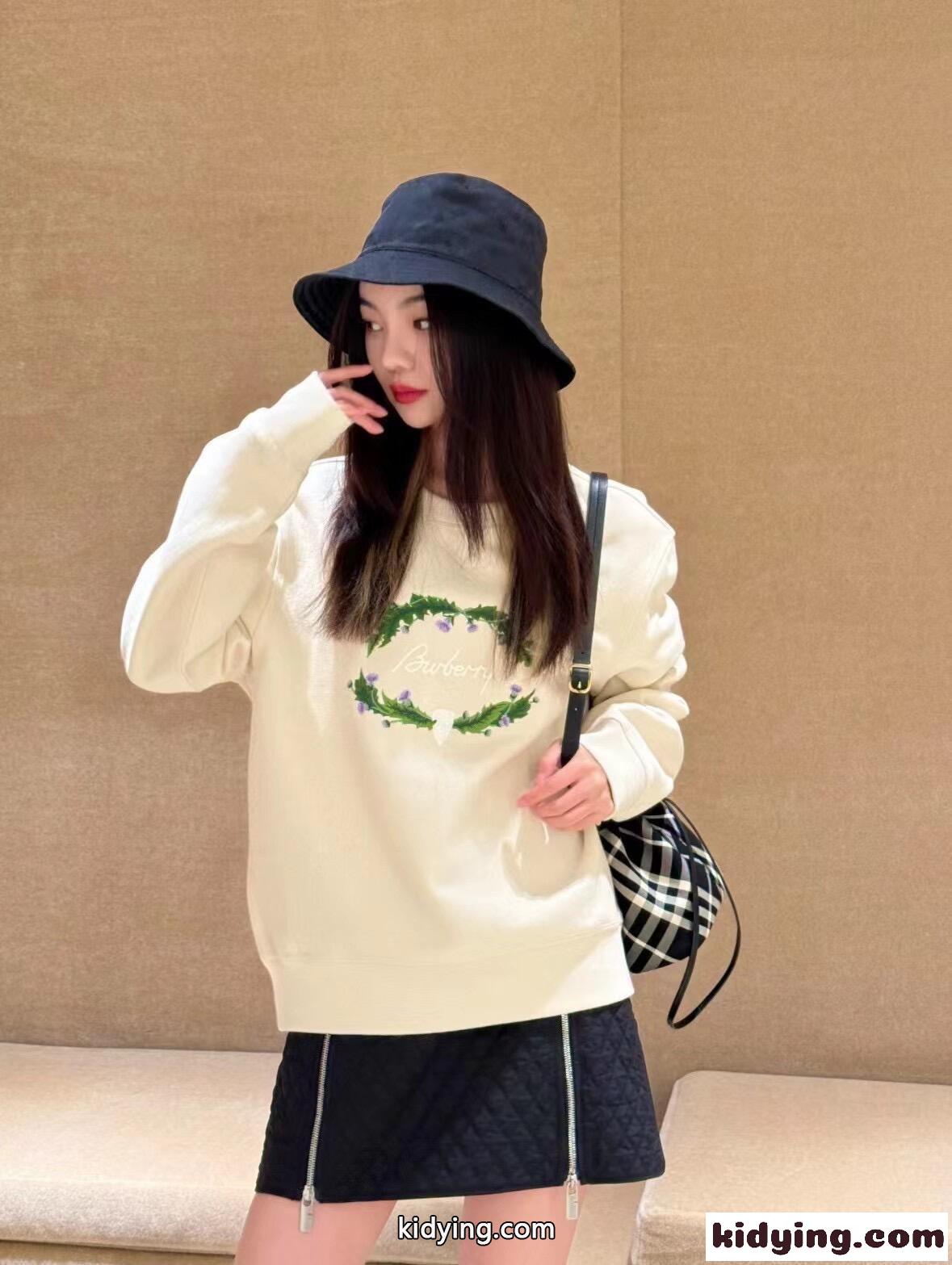 シスル ロゴ コットン スウェットシャツ バーバリー Tシャツ コピー ホワイト-3