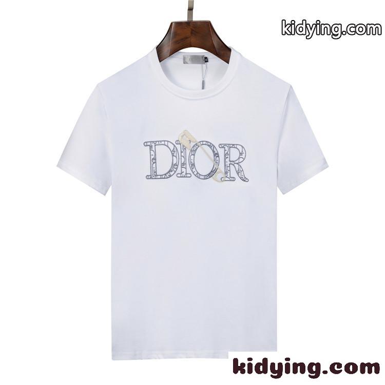 おしゃれ ロゴ 定番 人気 クリスチャン・ディオール Tシャツ コピー 半袖 トップス クルーネック カジュアル-2