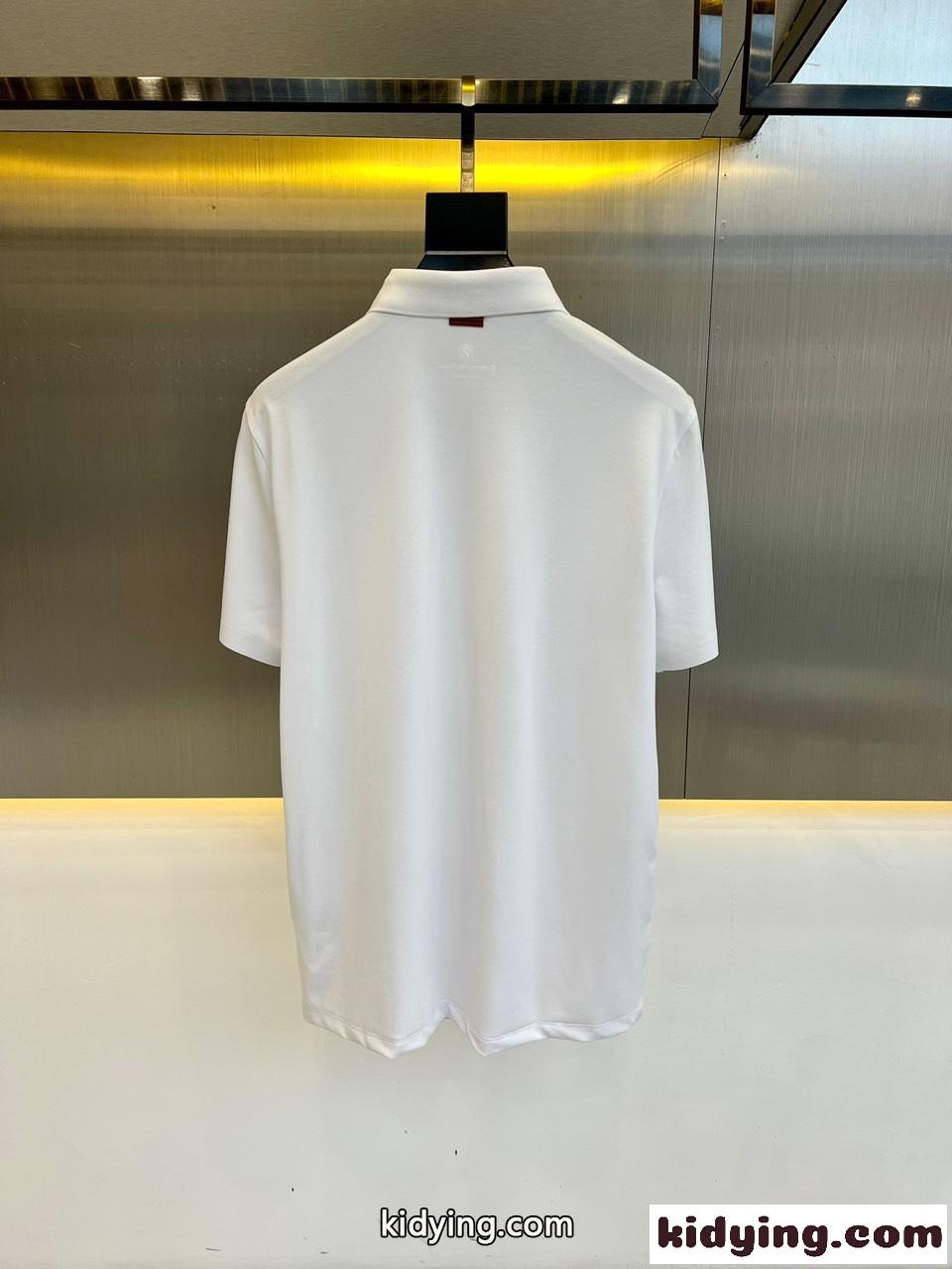 定番 コットンピケ 半袖 ポロシャツ エルメネジルド・ゼニア Tシャツ コピー ホワイト-4
