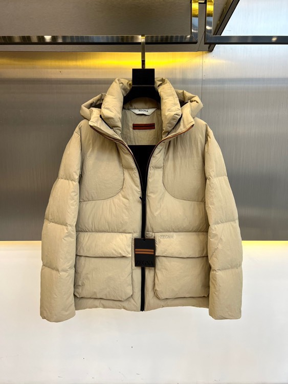 上品 秋冬 暖かい エルメネジルド・ゼニア ダウンジャケット コピー ダウンコート ベージュ-0