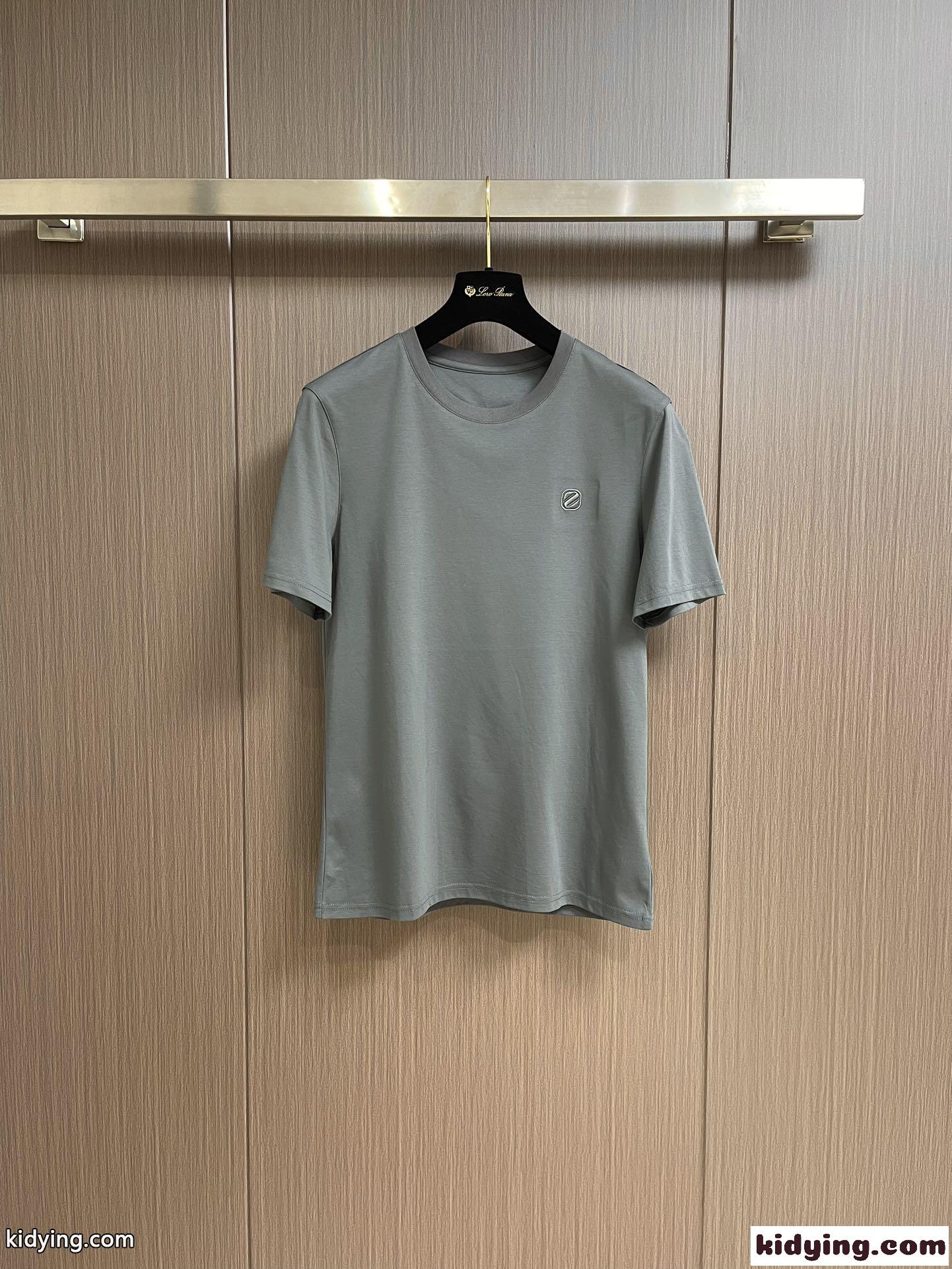 シンプル クルーネック 半袖Tシャツ エルメネジルド・ゼニア Tシャツ コピー グレー-0