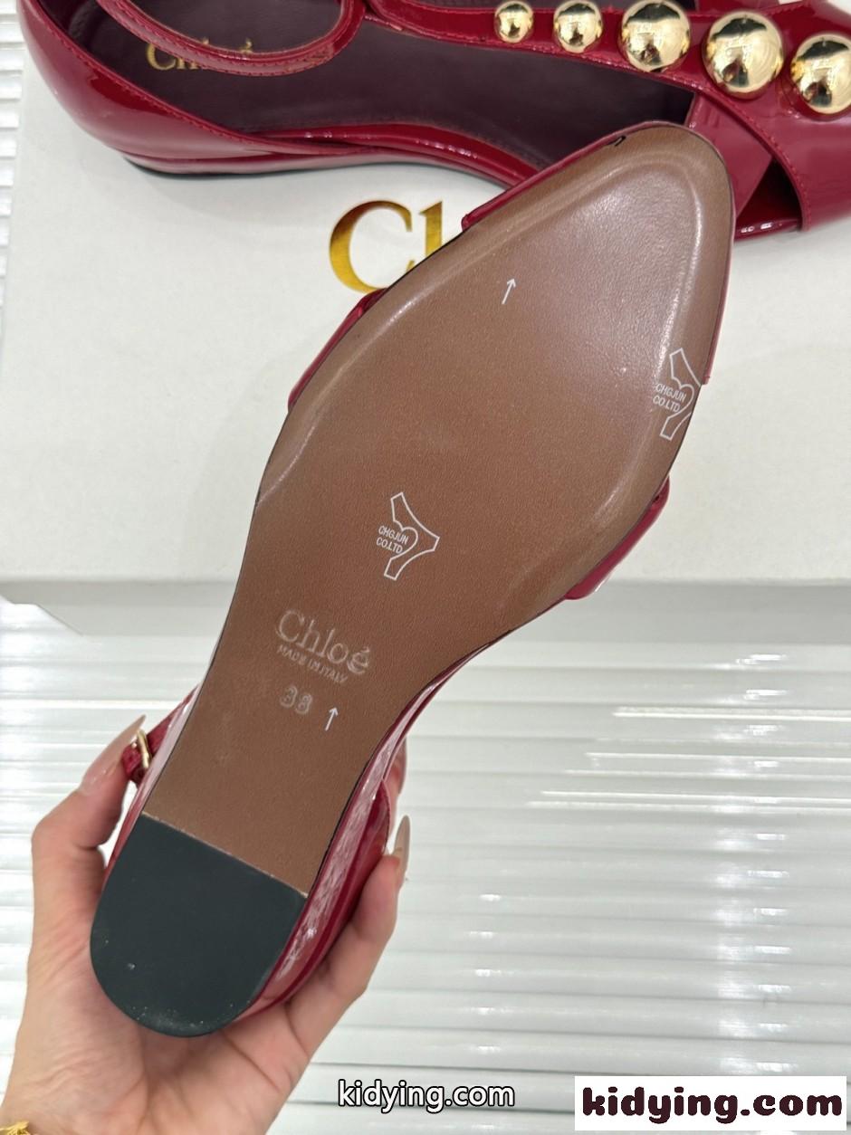 人気 洗練された クロエ CLEIAサンダル コピー パテントレザー レッド-4