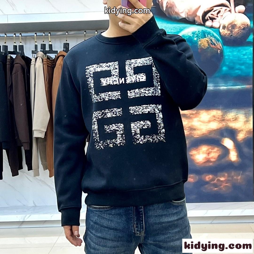 秋冬 裏起毛 ロゴ スウェットシャツ ジバンシィ Tシャツ コピー 合わせやすい ブラック-2