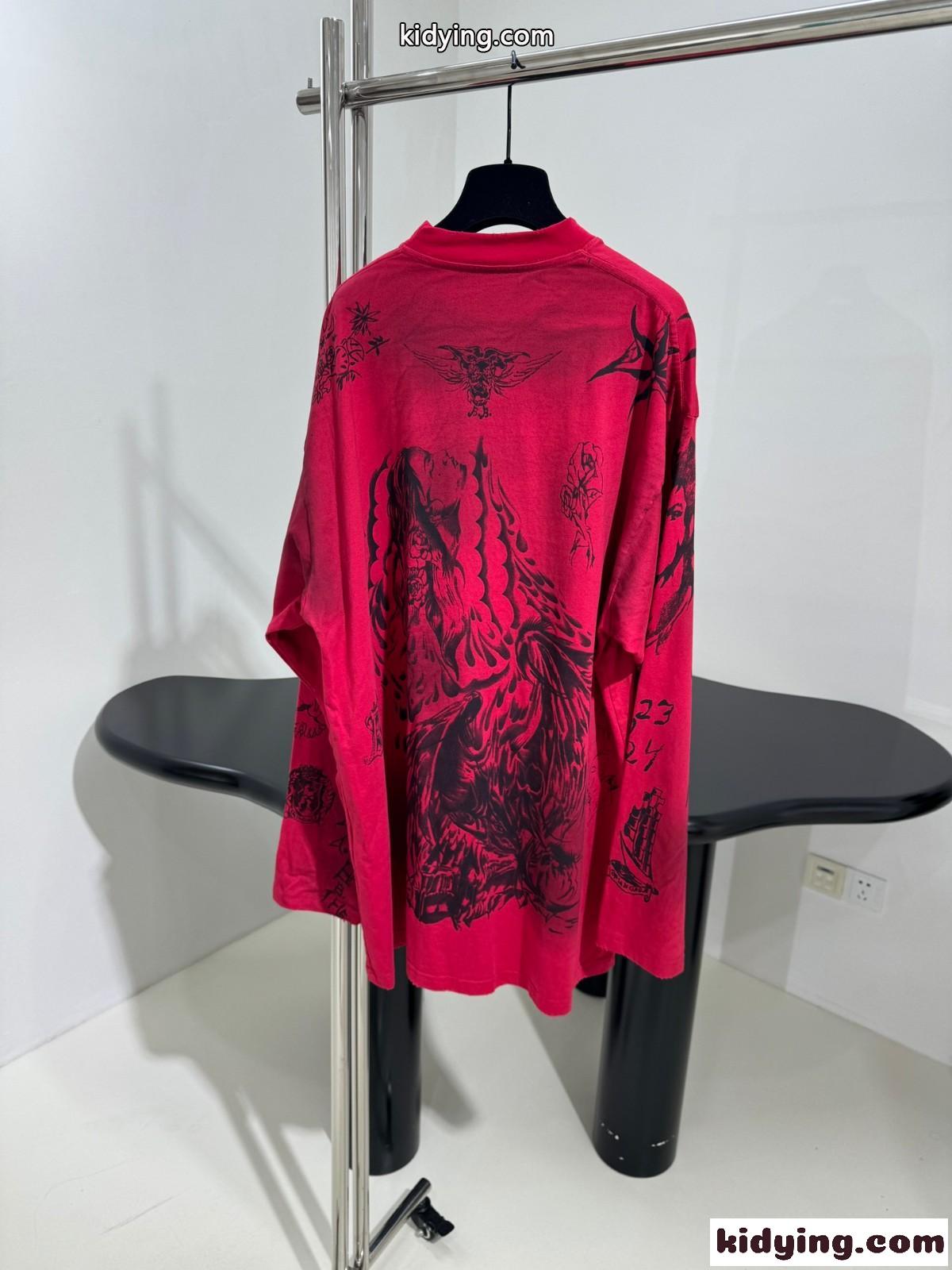 バレンシアガ 長袖Tシャツ オーバーサイズ ロングスリーブTシャツ コピー ユニセックス-1