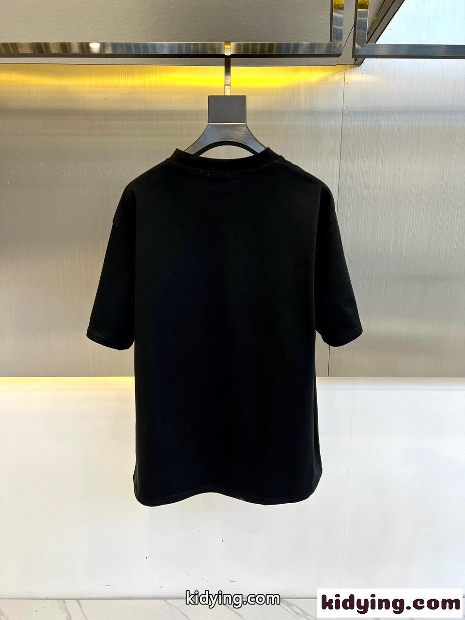 カジュアル リラックス 刺繍入り 半袖Tシャツ バーバリー Tシャツ コピー ブラック-4