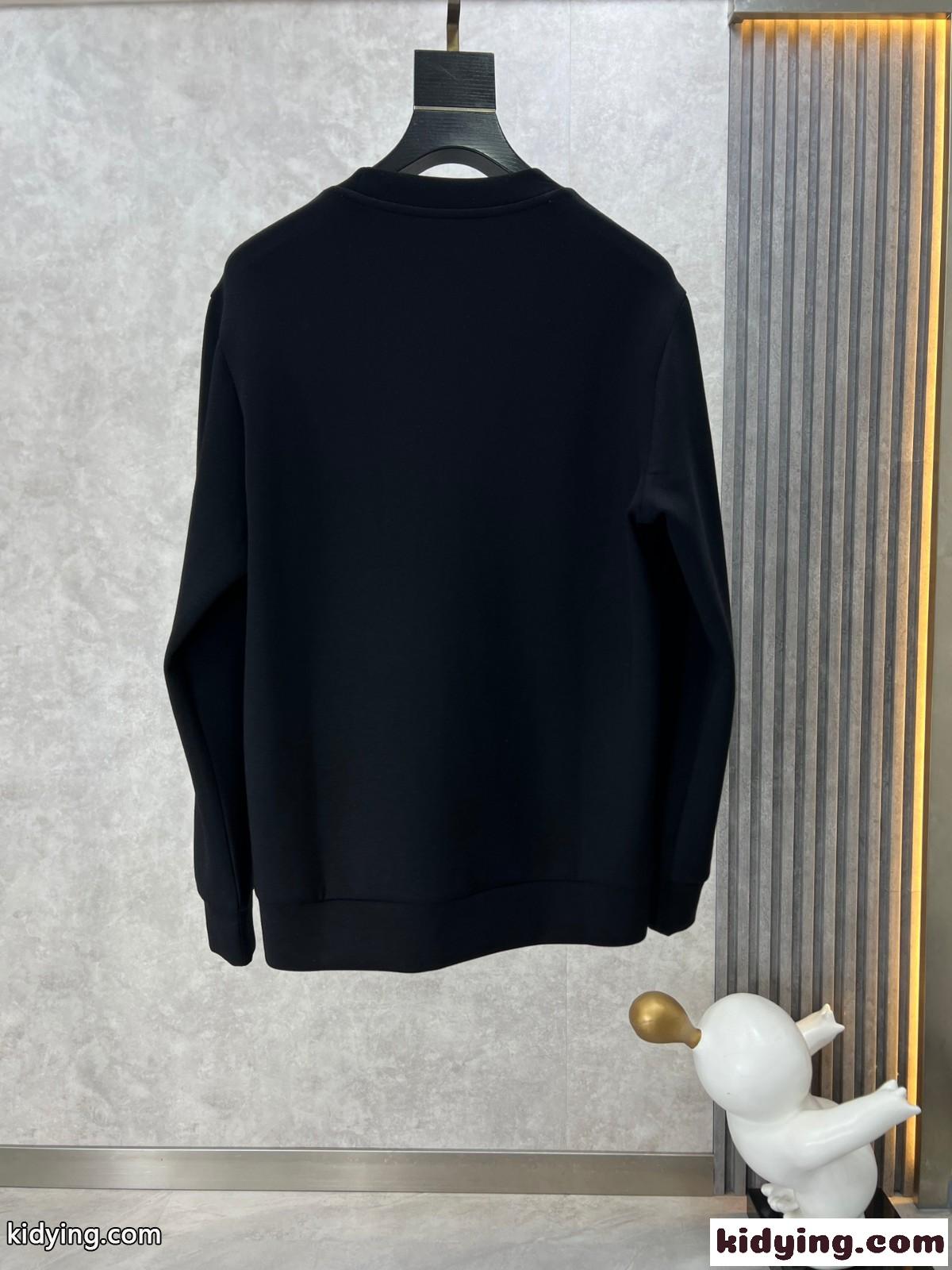 エルメネジルド・ゼニア Tシャツ コピー ベーシック ロゴ クルーネック スウェットシャツ ブラック-3
