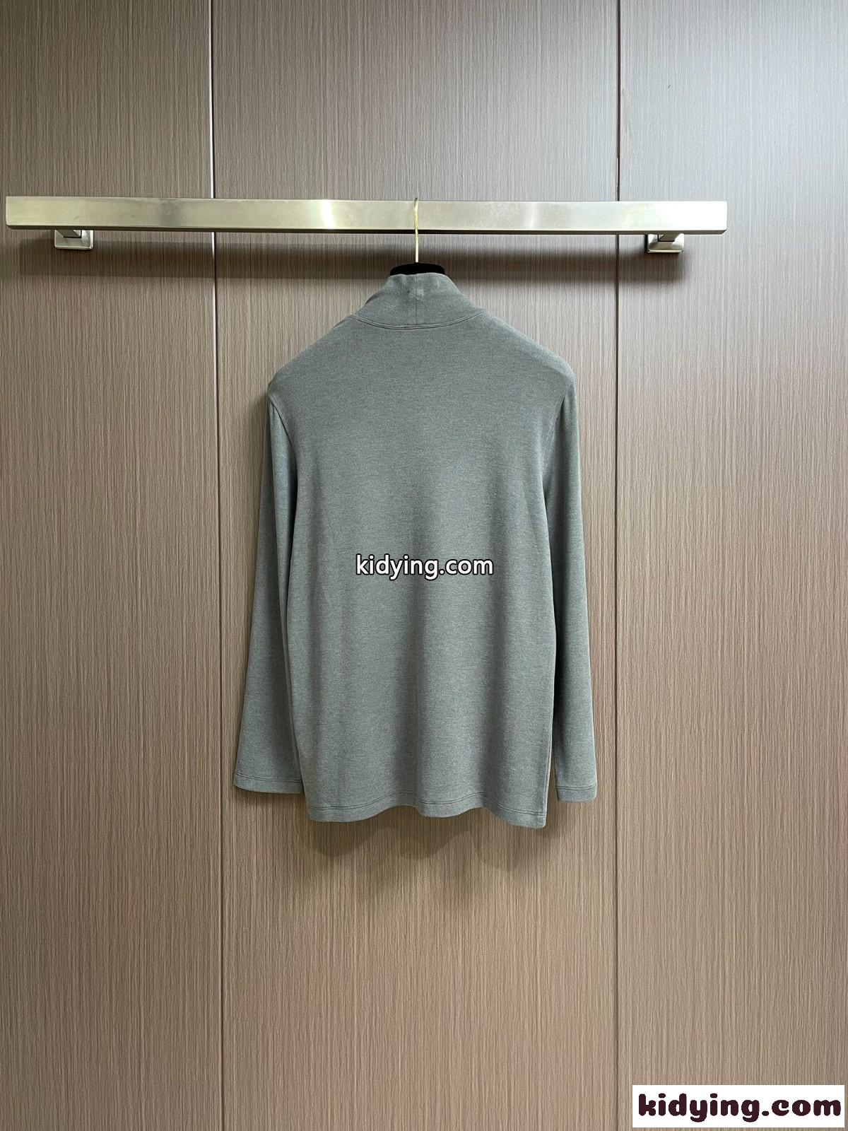 ベーシック 合わせやすい タートルネック 長袖Tシャツ プラダ Tシャツ コピー ライトグレー-1