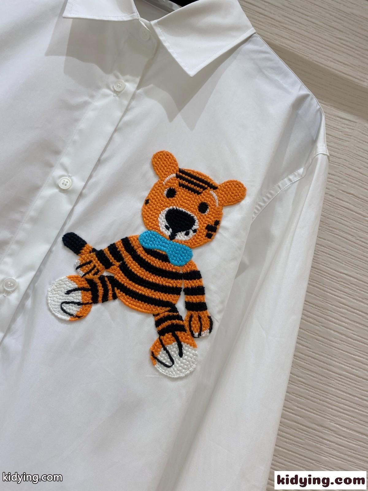 可愛い カジュアル オシャレ 柔らかい タイガー ポロネック ケンゾー シャツ コピー 長袖 トップス きれいめ ホワイト-3