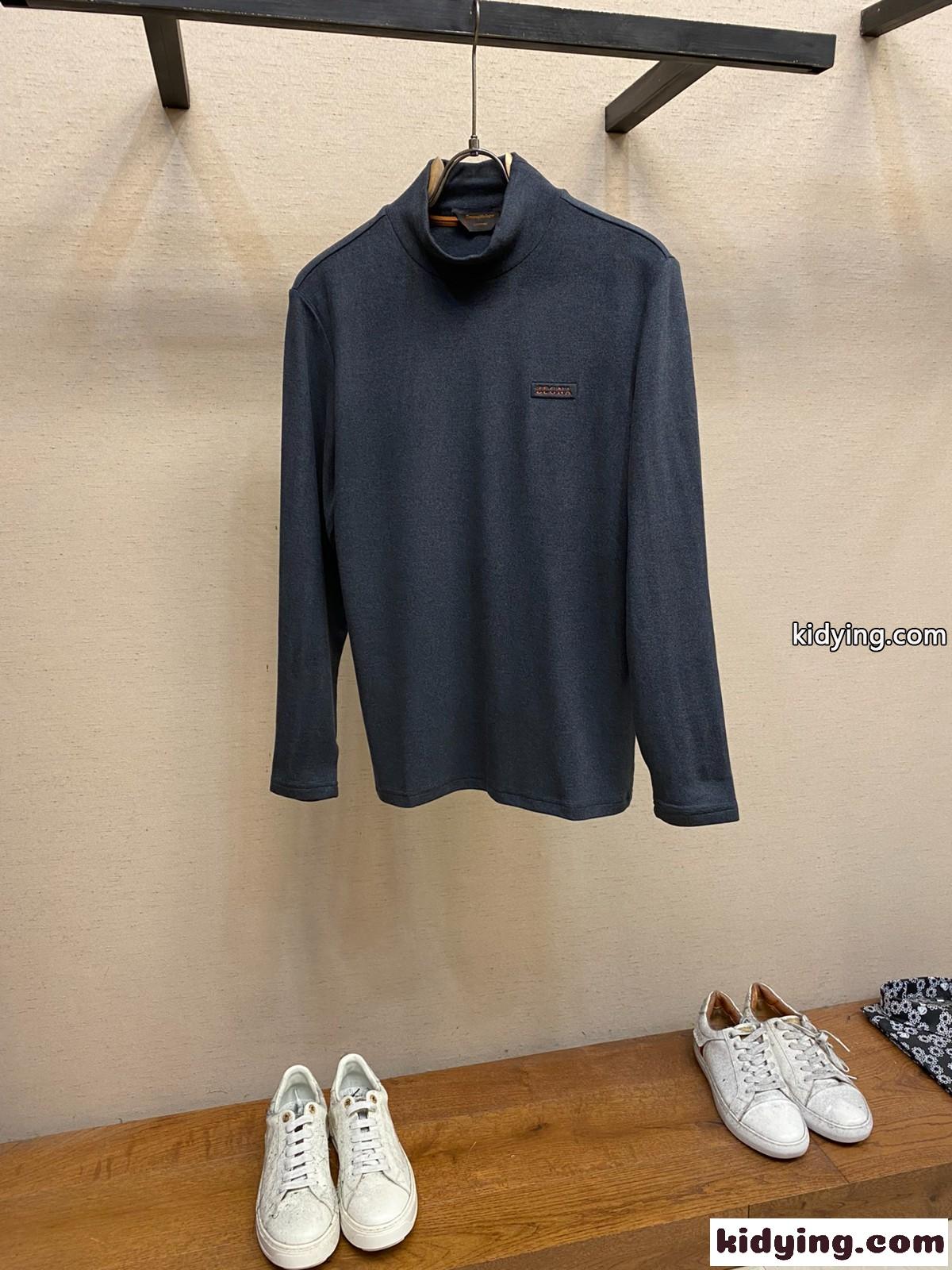 シンプル ハイネック トップス エルメネジルド・ゼニア Tシャツ コピー グレー-0