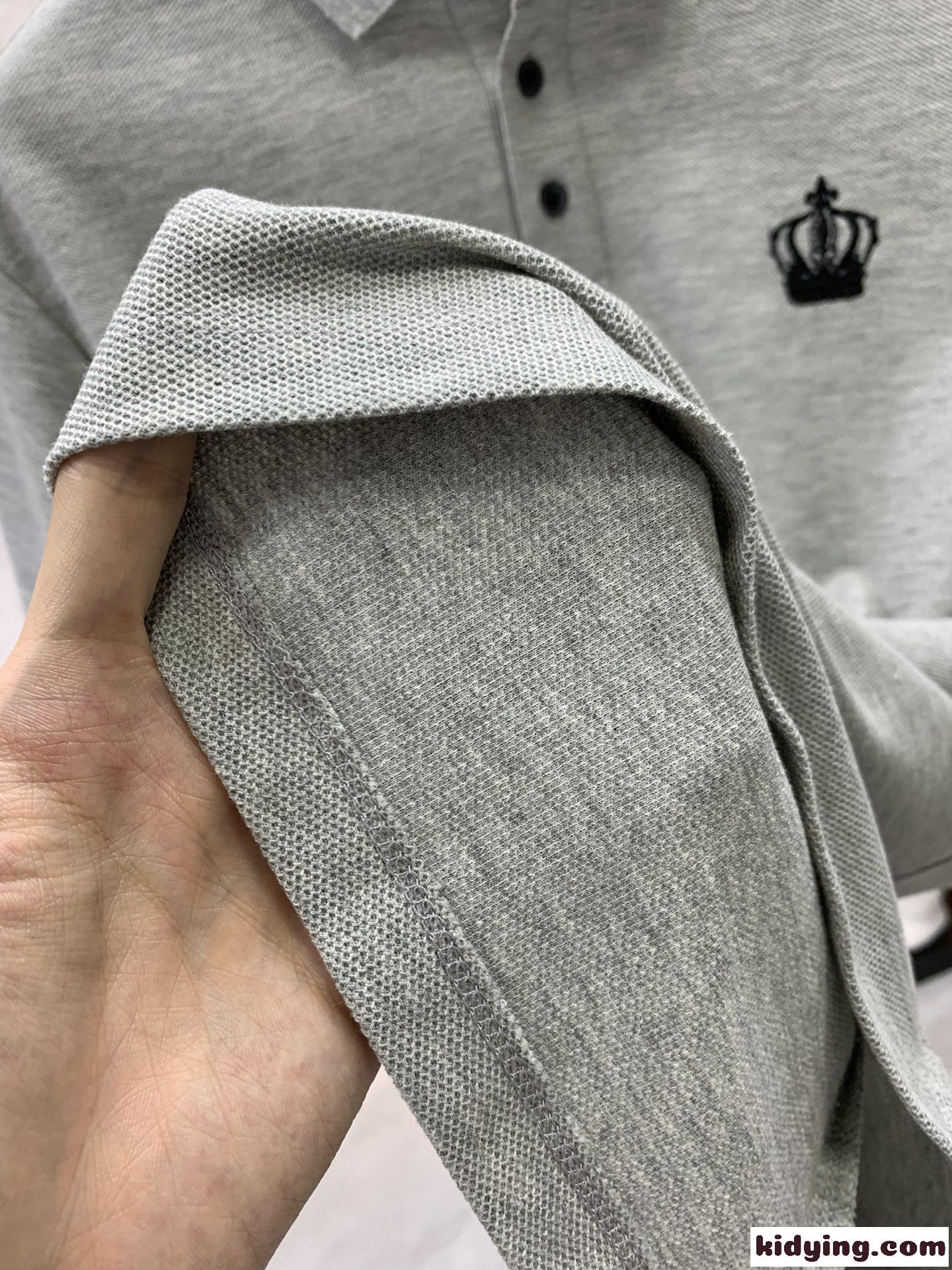 コットンピケ エンブロイダリー ポロシャツ ドルチェ&ガッバーナ Tシャツ コピー グレー-4