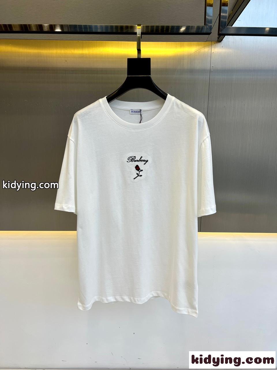 ロゴ ローズ コットンTシャツ バーバリー 半袖Tシャツ コピー ホワイト-0