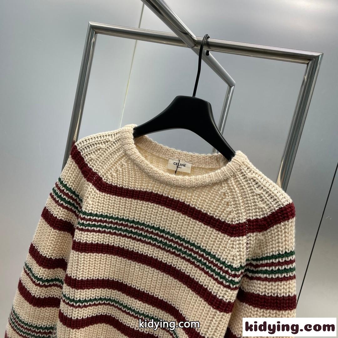 おしゃれ トリオンフ刺繍入り ストライプ セリーヌ セーター コピー クロップド-0