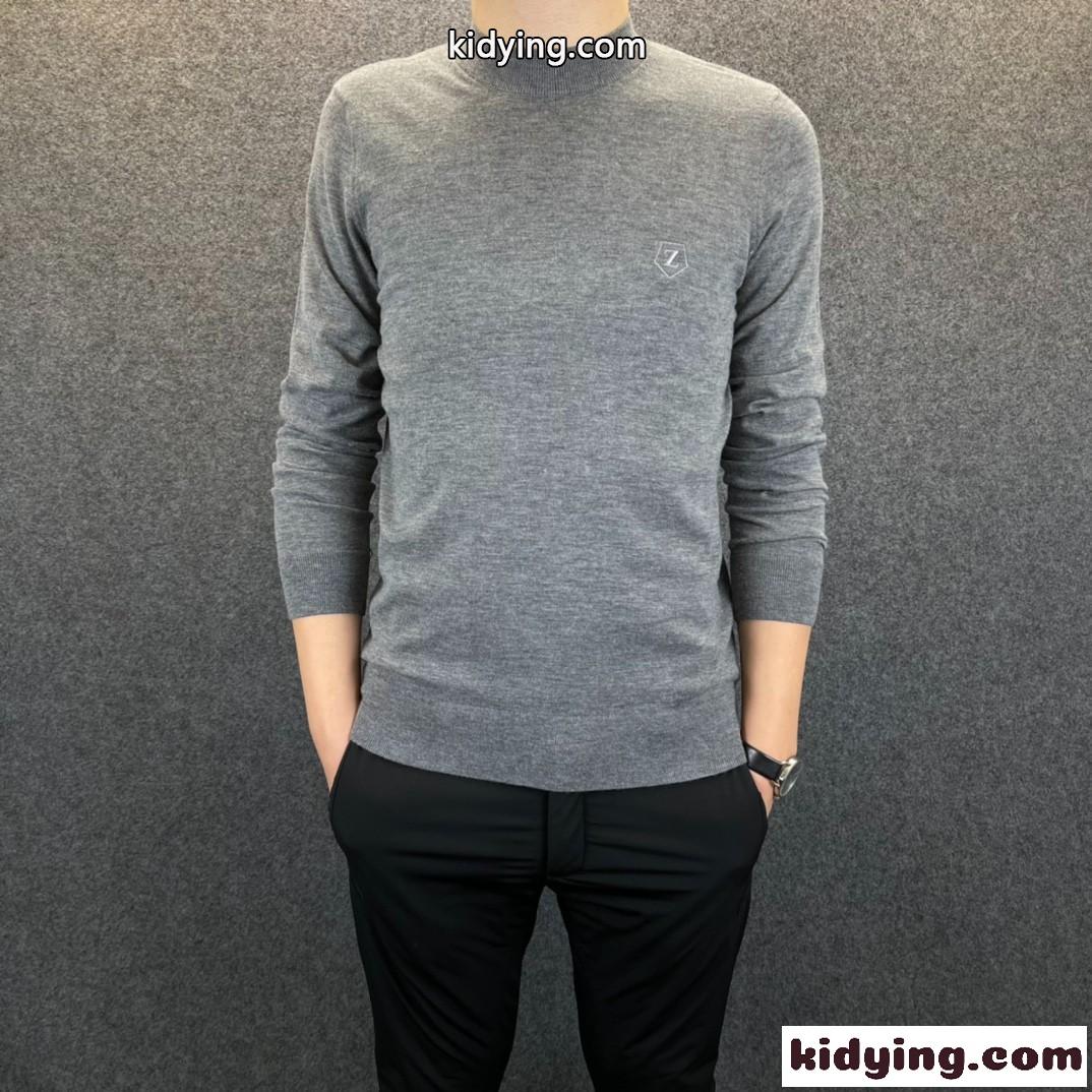 優しい肌触り ウール混 刺繍 シンプル おしゃれ エルメネジルド・ゼニア tシャツ コピー 長袖 メンズ 無地-3